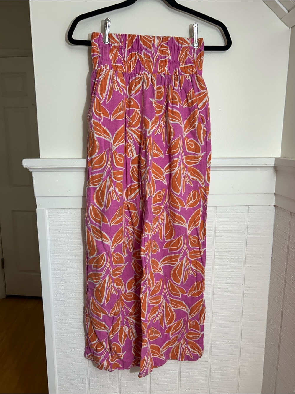 Sincerely Jules Colorful Pink & Orange Linen Viscose Crop Pants size small